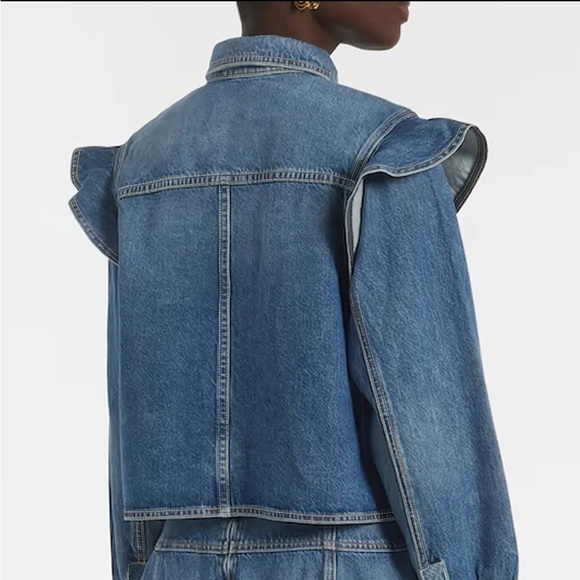 Ruffle Buttoned Denim Jacket - Picture 2 of 6